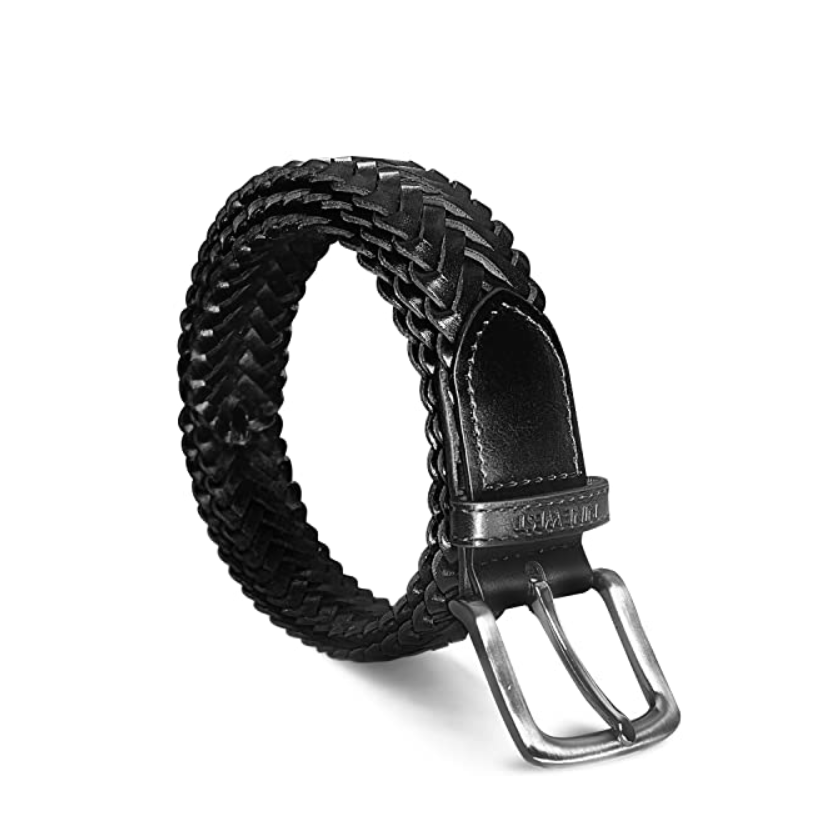 Black Elegant Braided Vegan Belt For Men - 35MM