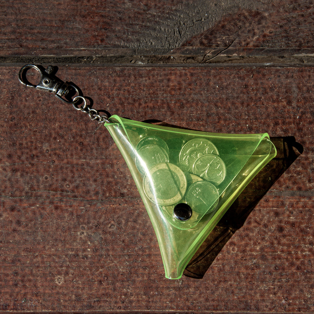 Neon green triangle pocket wallet